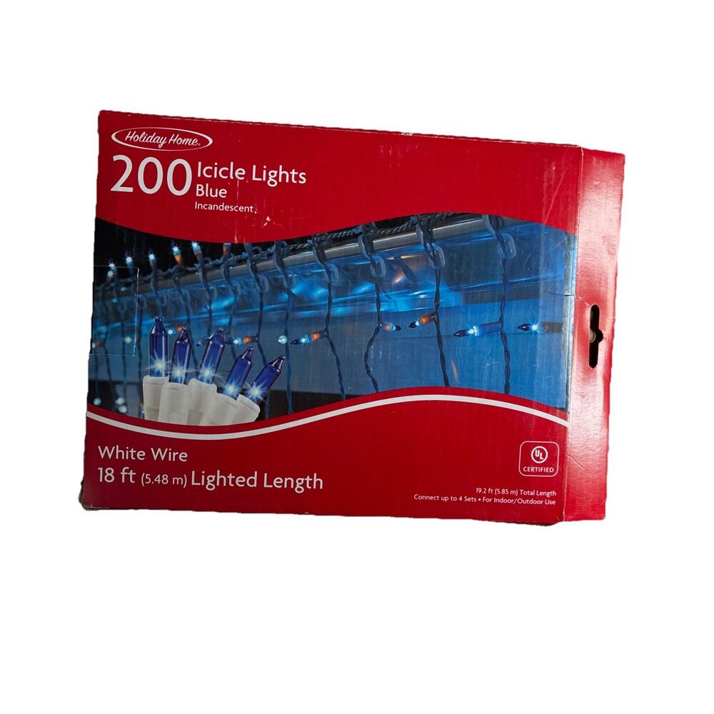 Holiday Home 200 Icicle Blue Incandescent String Lights White Wire Christmas
